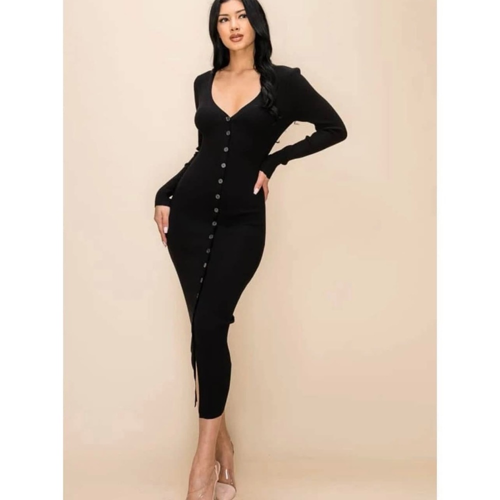 Elegant Black Button-Down Dress